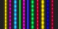 LED strip set. Colorful glowing illuminated tape decoration. Realistic neon lights Royalty Free Stock Photo