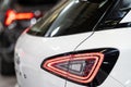 LED taillights and car design closeup of nev Hyundai Nexo hydrogen fuel cell suv, model 2022