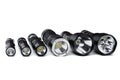 Flashlights for camping in different sizes Royalty Free Stock Photo