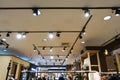 Led track light on fashion shop ceiling Royalty Free Stock Photo