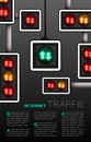 LED Traffic Light with arrow sign, Internet digital data concept poster or flyer template layout design illustration isolated on Royalty Free Stock Photo