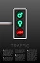 LED Traffic Light with gender sign, Sexuality diversity; LGBT problem concept poster or flyer template layout design illustration