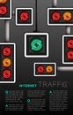 LED Traffic Light with Refresh sign icon, Data technology concept poster or flyer template layout design illustration isolated on