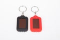 Led two keychain light pocket micro flash flashlight light black keys chains Royalty Free Stock Photo