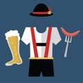 lederhosen with beer and sausage. Vector illustration decorative design