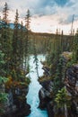 A ledge overlooking Athabasca River near Athabasca Falls Royalty Free Stock Photo