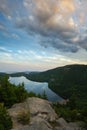 Ledge overlooking Jordan Pond in Acadia National Park Royalty Free Stock Photo