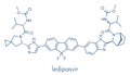 Ledipasvir hepatitis C virus HCV drug molecule. Skeletal formula.