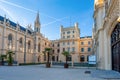 Lednice Chateau with beautiful gardens and parks on sunny summer day