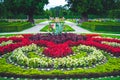 Lednice Chateau with beautiful gardens and parks on sunny summer day. Lednice-Valtice Landscape, South Moravian region. UNESCO W Royalty Free Stock Photo