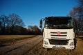 Lednice, Czech Republic - March 07, 2022: White Tipper truck Tatra with heavy load