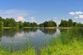 Lednice - South Moravia - Czech Republic. A beautiful park with a lake in the castle grounds. Landscape with nature in summer time Royalty Free Stock Photo