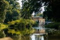 Lednice, Southern Moravia, Czech Republic, 04 July 2021: chateau with beautiful gardens, parks at sunny summer day, Moorish