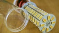 LEDs in a disassembled lamp with an E27 cap Royalty Free Stock Photo