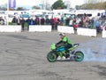 Lee bowers stunt rider at santa pod Royalty Free Stock Photo