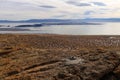 LEE VINING, CALIFORNIA, UNITED STATES - Nov 14, 2020: Black Point peak with Mono Lake Royalty Free Stock Photo