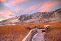 LEE VINING, CALIFORNIA, UNITED STATES - Nov 14, 2020: Sierra Nevada mountains over Mono Lake Royalty Free Stock Photo