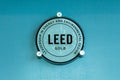 LEED Leadership in Energy and Environmental Design Gold level certification sign inside building - Davie, Florida, USA Royalty Free Stock Photo