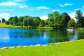 Leeds Castle lake nice summer day United Kingdom