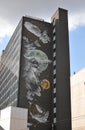 Leeds, England - AUGUST 22, 2017: the newly redeveloped platfrom building, formerly city house is decorated with the athena