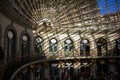 Leeds Corn Exchange grand interior with a wide angle lens and sunlight casting dramatic shadows