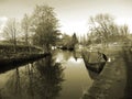 The Leeds Liverpool Canal at Salterforth in the beautiful countryside on the Lancashire Yorkshire border in Northern England Royalty Free Stock Photo