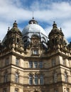 Leeds market hall with decorative stonework dome and blue sky Royalty Free Stock Photo