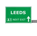 LEEDS road sign isolated on white Royalty Free Stock Photo