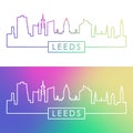 Leeds skyline. Colorful linear style. Royalty Free Stock Photo