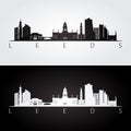 Leeds skyline and landmarks silhouette Royalty Free Stock Photo