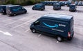 Newly built Ford E-Transit vans with Amazon Prime livery