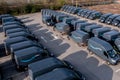 Newly built Ford E-Transit vans with Amazon Prime livery