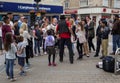 LEEDS, UK - 24 JULY 2015. Street Performer Entertaining Crowds