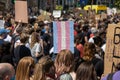 Black lives matter protesters in the Leeds City Centre protesting about Black lives with a sign that Royalty Free Stock Photo