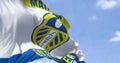 The Leeds United flag waving in the wind