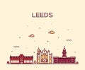 Leeds West Yorkshire England vector linear style