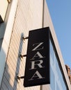 Leeds, west yorkshire, united kingdom - 7 july 2021: sign on the zara retail fashion store in leeds city centre