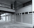 Row of old abandoned closed shops under Fairfax house in Leeds prior to redevelopment