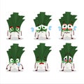 Leek cartoon in character with sad expression