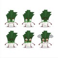 Leek cartoon character with various angry expressions