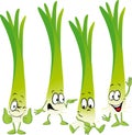 Leek or green onion- funny vector cartoon