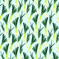 Leek and shallot in a seamless pattern