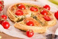 Leek and tomato quiche.