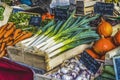 Leeks Carrots Open Air Farmers Market inner Harbor Honfluer France Royalty Free Stock Photo