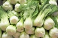 Leeks Stacked Neatly At The Market