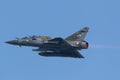 Leeuwarden, Netherlands April 18, 2018: A French Mirage 2000 taking off with after burner during the Frisian Flag exercise
