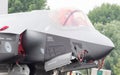 LEEUWARDEN, NETHERLANDS - JUNE 11, 2016: Close-up of the new F-35 at air show in Leeuwarden. It will replace the F16 fighter jet