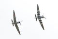 LEEUWARDEN, THE NETHERLANDS - JUNE 11, 2016: Vintage Spitfire fighter planes making a low flypast for the public at the Royal Net Royalty Free Stock Photo