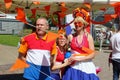 Leeuwarden, Netherlands, May 5 2018, Dutch family costumes national colors