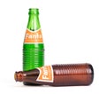 Retro glass bottle of Fanta brand brown bottle from 1971, green bottle from